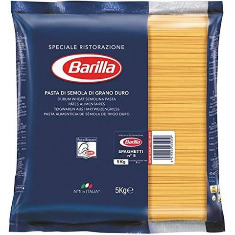 Barilla Längliche Pasta Barilla Spaghetti n. 5, 3er Pack (3 x 5 kg = 15kg) Teigwaren aus Hartweizengrieß 8076808350052
