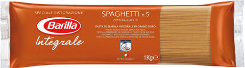 Barilla Längliche Pasta Barilla Vollkorn Pasta Spaghetti n. 5 Integrale – 5er Pack (5x1kg) 8076809004787