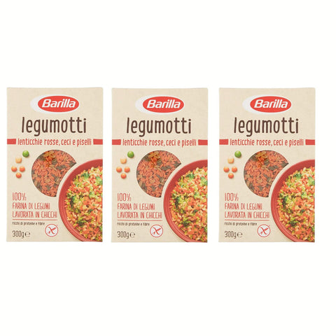 Barilla Legumotti Lenticchie Rosse Ceci e Piselli Rote Linsen, Kichererbsen und Erbsen Reich an Eiweiß und Ballaststoffen Glutenfrei 3x 300g Original italienisch