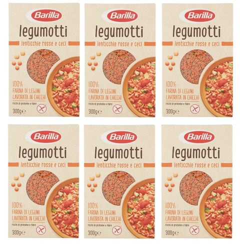 Barilla Linsen 6x Barilla Legumotti Lenticchie Rosse e Ceci Rote Linsen und Kichererbsen Reich an Eiweiß und Ballaststoffen Glutenfrei 300g 8076809573016