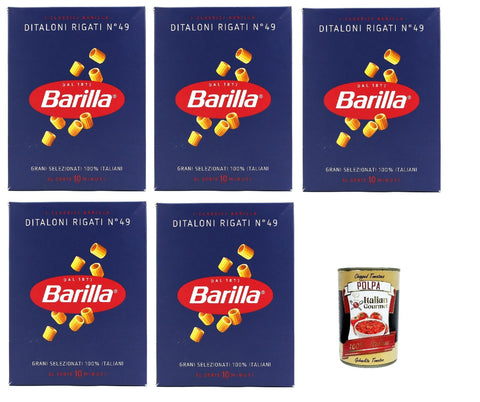 Barilla Nudelgerichte 5x Pasta Barilla Ditaloni rigati Nr. 49 italienisch Nudeln 500 g pack + Italian Gourmet polpa 400g 8076802085493