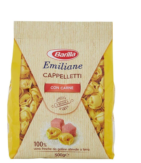 Barilla Nudelgerichte 6x Barilla Emiliane Pasta all'Uovo Cappelletti mit Fleisch Nudeln mit ei 500g 8076809537674