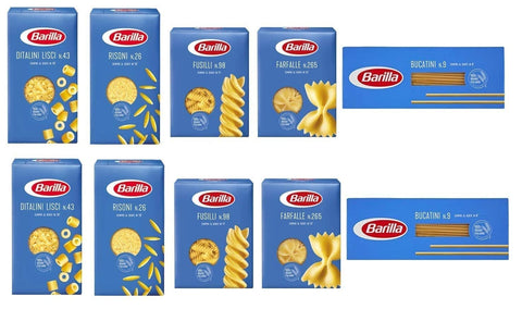 Barilla Nudelgerichte TESTPAKET Pasta Barilla italienisch ( 10 x 500g ) 5 Arten von Nudeln (Bucatini-Fusilli-Risoni-Ditalini Lisci-Farfalle) 8076800315097