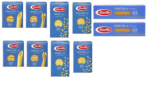 Barilla Nudelgerichte TESTPAKET Pasta Barilla italienisch ( 10 x 500g ) 5 Arten von Nudeln (Spaghettini-Penne Rigate-Tempestine-Puntine-Casarecce) 8076809545457