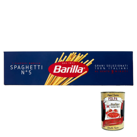 Barilla Nudeln & Pasta 10x Barilla Lange Nudeln Pasta Spaghetti 500g N. 5 + Italian Gourmet polpa 400g 8076800195057