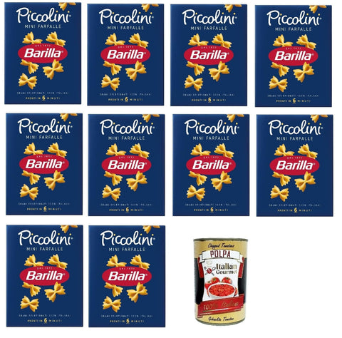 Barilla Nudeln & Pasta 10x Pasta Barilla Mini Farfalle, 100% italienisch Nudeln 500 g pack + Italian Gourmet polpa 400g 8076809523820