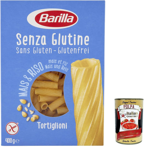 Barilla Nudeln & Pasta 10x Tortiglioni 400g senza Glutine Glutenfrei pasta nudeln, gluten free + Italian Gourmet polpa 400g 8076809545471