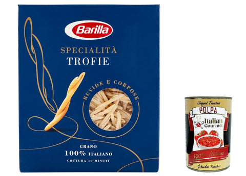 Barilla Nudeln & Pasta 20x Pasta Specialità Trofie liguri, 100% italienisch Nudeln 500 g pack + Italian Gourmet polpa 400g 8076809532945