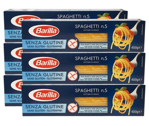 Barilla Nudeln & Pasta 5x Barilla Spaghetti Tagliati n°38, Pasta 100% italienisch Nudeln aus Hartweizengrieß 500g Packung + Italian Gourmet Polpa di Pomodoro 400g Dose 8076809545440