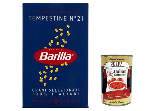 Barilla Nudeln & Pasta 5x Barilla Tempestine n° 21, Pasta 100% italienisch Nudeln aus Hartweizengrieß 500g Packung + Italian Gourmet Polpa di Pomodoro 400g Dose 8076800315219