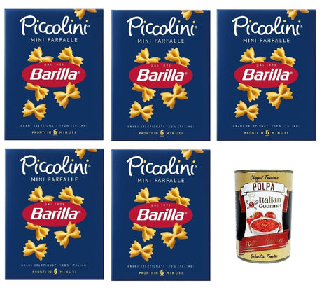 Barilla Nudeln & Pasta 5x Pasta Barilla Mini Farfalle, 100% italienisch Nudeln 500 g pack + Italian Gourmet polpa 400g 8076809523820