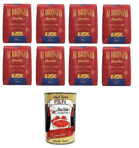 Barilla Nudeln & Pasta Barilla Al Bronzo Pasta Fusilloni Bronze Gezogene Pasta Rohe Verarbeitungsmethode 8 x 500gr + Italian Gourmet polpa 400g 8076809585293