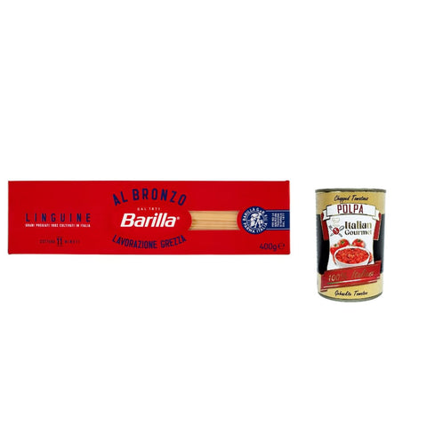 Barilla Nudeln & Pasta Barilla Linguine al Bronzo Bronze Gezogene Pasta 400g Rohe Verarbeitungsmethode 20x Original italienisch inkl. Italian Gourmet Polpa 400g 8076809580908