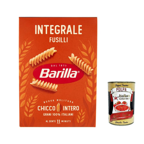 Barilla Nudeln & Pasta Barilla Pasta Fusilli Integrali Vollkorn italienisch Nudeln 500 g pack 10x Original italienisch inkl. Italian Gourmet Polpa 400g 8076809575515