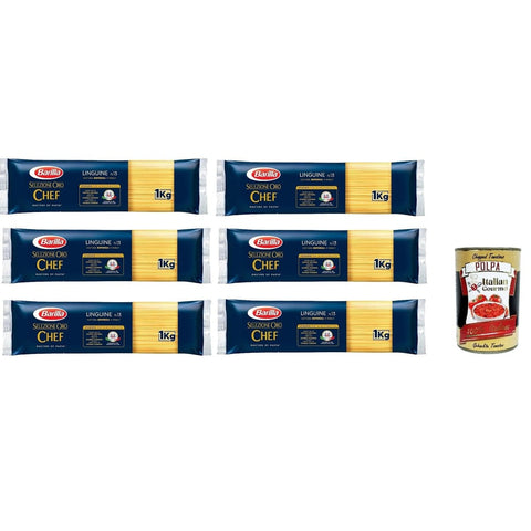 Barilla Nudeln & Pasta Barilla Pasta Selezione Oro Chef Linguine n° 13 Italienische Kurze Pasta 1Kg Packung 6x Original italienisch inkl. Italian Gourmet Polpa 400g 8076809527972
