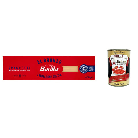 Barilla Nudeln & Pasta Barilla Spaghetti al Bronzo Bronze Gezogene Pasta 400g Rohe Verarbeitungsmethode 20x Original italienisch inkl. Italian Gourmet Polpa 400g 8076809580878