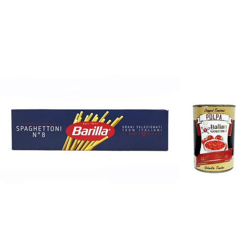 Barilla Nudeln & Pasta Barilla Spaghettoni n° 8, Pasta 100% italienisch Nudeln aus Hartweizengrieß 500g Packung 20x Original italienisch inkl. Italian Gourmet Polpa di Pomodoro 400g Dose 8076800195088
