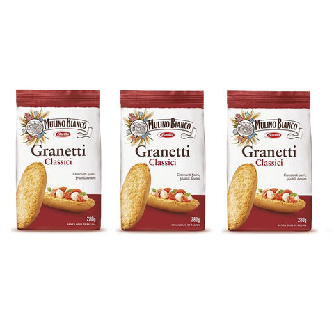 Mulino Bianco Granetti Knusper Brot für Bruschetta Croutons aus italien 3x290g Original italienisch Gebäck
