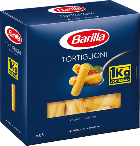 Barilla Pasta Barilla Hartweizen Pasta Tortiglioni n. 83 – 6er Pack (6x1kg)