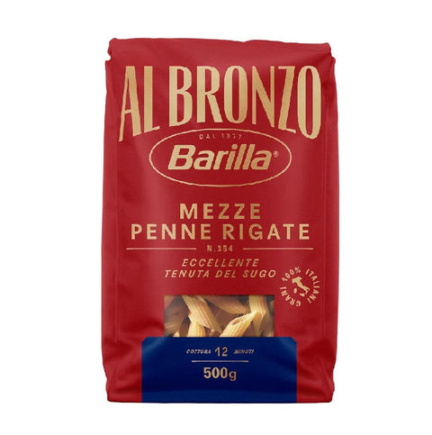 Barilla pasta Barilla Mezze Penne Rigate al Bronzo Bronze Gezogene Pasta 500gr 8076809585255