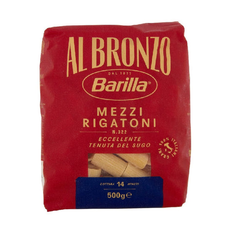Barilla pasta Barilla Mezzi Rigatoni al Bronzo Bronze Gezogene Pasta 500gr 8076809585279