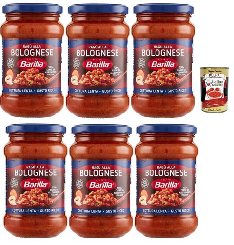 Barilla Pasta & Saucen Barilla Sugo Ragù alla Bolognese, salsa, Fertige italienische Tomatensauce und ausgewähltes glutenfreies Fleisch 6x 400g + Italian Gourmet polpa 400g 8076809584630