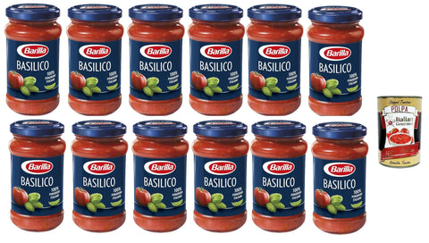 Barilla Pastasaucen 12x Barilla Pastasauce sugo al Basilico classica – Basilikum-Sauce 400g + Italian Gourmet polpa 400g 8076809513739