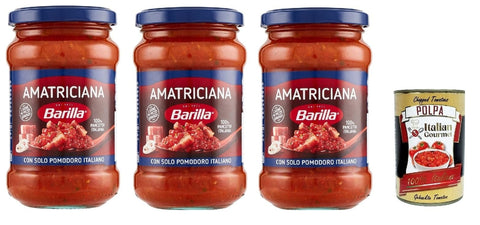 Barilla Pastasaucen 3x Barilla Sugo Amatriciana Tomatensauce mit Speck und Chili Pasta sauce 400g aus italian 8076809525220