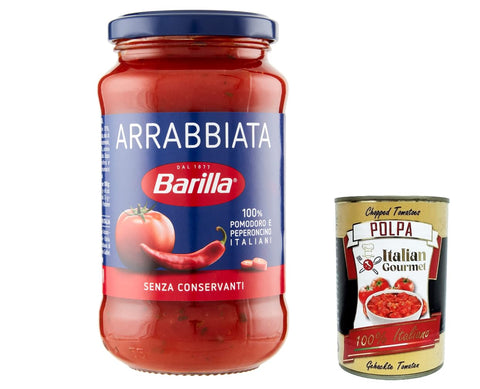 Barilla Pastasaucen 3x Sugo Arrabbiata, Sauce mit Tomaten und italienischem Paprika, glutenfreier, hergestellter Sauce und ohne zusätzliche Konservierungsmittel, 400 g + Italian Gourmet polpa 400g 8076809504126