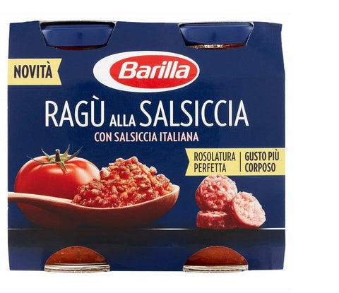 Barilla Pastasaucen 8x Barilla Ragù alla Salsiccia Pasta-Sauce Ragù mit italienischer Wurst und Tomate 2x180g 8076809546119