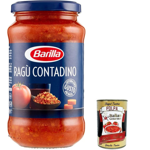 Barilla Pastasaucen Barilla ragu ragù alla contadino tomatensauce mit Rotwein 300g aus italien 3x Original italienisch inkl. Italian Gourmet Polpa 400g 8076809525244