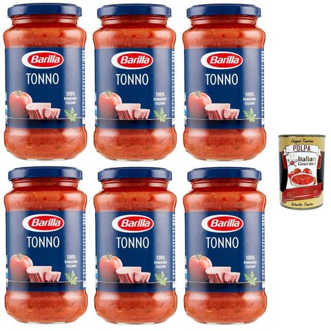 Barilla Pastasaucen Barilla Sugo Pronto al Tonno all' Olio di Oliva e Pomodoro Italiano, Fertige Thunfischsauce mit Olivenöl und italienischen Tomaten, 6x 400 g italienisch Original 8076809513418