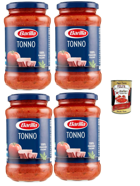 Barilla Pastasaucen Barilla Tonno Tomatensauce mit Thunfisch und Olivenöl, 4 x 400g, + Italian Gourmet polpa 400g