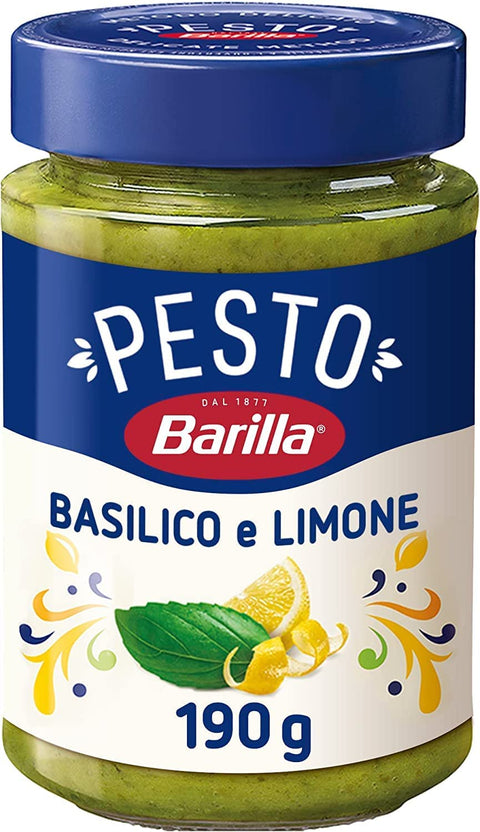Barilla Pesto 6x Barilla Pesto mit Basilikum und Zitrone, Gluten -frei, Sauce bereit für leckere und frische Pasta, 190 g + italian Gourmet polpa 400g 8076809582643