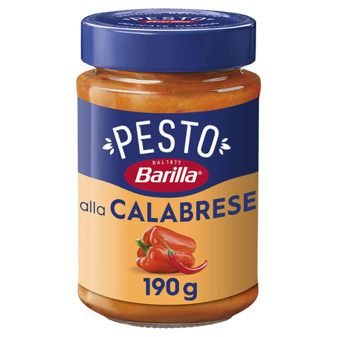 Barilla Pesto alla Calabrese | Glutenfreie Italienische Pasta-Sauce mit Paprika Peperoni Ricotta Pecorino Romano und Grana Padano Nudel-Soße rotes Pesto 12x190
