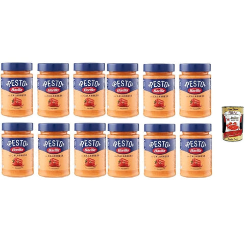 Barilla Pesto Barilla Pesto alla Calabrese, Italienische Nudelsauce ohne Gluten, 190g, 12er Pack Original italienisch inkl. Italian Gourmet Polpa 400g