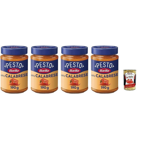 Barilla Pesto Barilla Pesto alla Calabrese, Italienische Pastasauce, 190 g, 4er Pack, mit Paprika und Käse, Glutenfrei italienisch Original