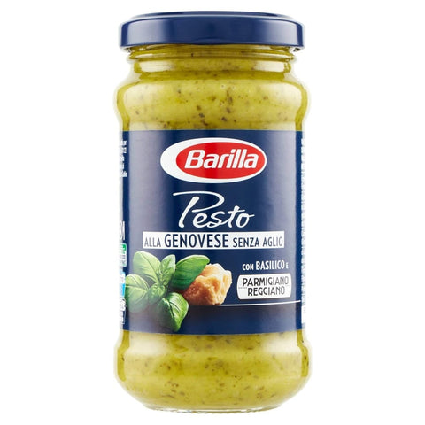 Barilla Pesto Barilla Pesto alla Genovese Senza Aglio,Pesto mit Frischem Basilikum, ohne Knoblauch Glutenfrei 190g Glas 3x Original italienisch inkl. Italian Gourmet Polpa di Pomodoro 400g Dose