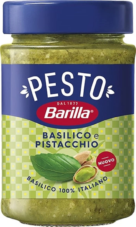 Barilla Pesto Barilla Pesto Basilico e Pistacchio 12x190g | Glutenfreie Italienische Pasta-Sauce mit Basilikum und Pistazien, Nudel-Soße, grünes Pesto 8076809089340