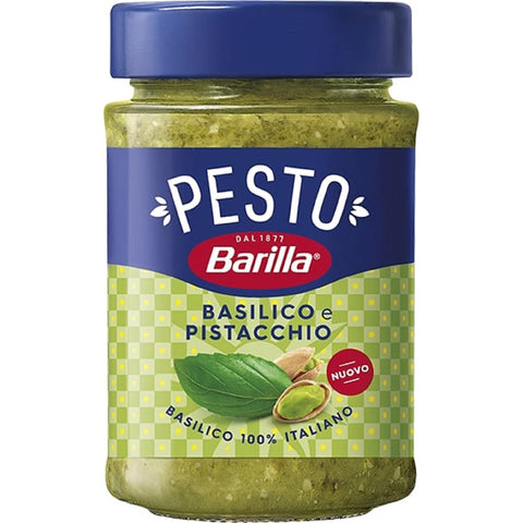 Barilla Pesto Basilico e Pistacchio 12x190 g | Glutenfreie Italienische Pasta Sauce mit Basilikum und Pistazien, Nudel Soße, grünes Pesto italienisch Original