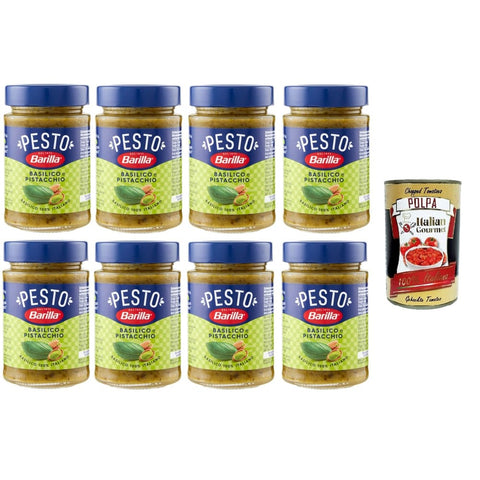 Barilla Pesto Barilla Pesto Basilico e Pistacchio Condimento e Sugo per Pasta Basilikum Pistazien Pesto Gewürz und Pastasauce 8x190 g italienisch Original 8032804040014