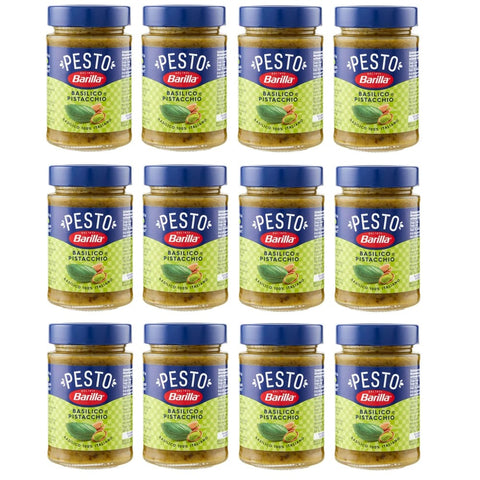 Barilla Pesto Barilla Pesto Basilico e Pistacchio Pesto mit Basilikum und Pistazien aus nachhaltiger Landwirtschaft hergestellt 190g Italienisch Sauce glutenfrei 12x Original italienisch 8076809581868