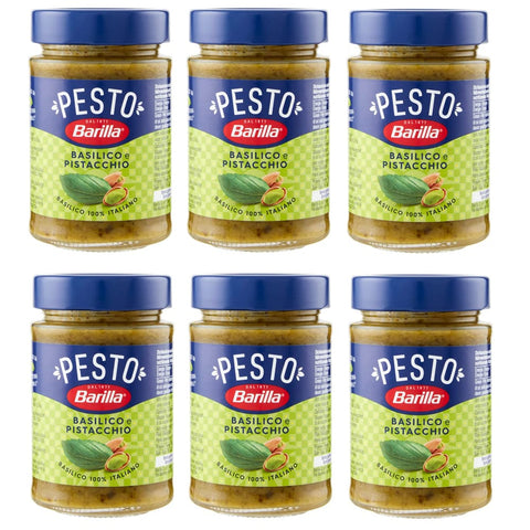 Barilla Pesto Barilla Pesto Basilico e Pistacchio Pesto mit Basilikum und Pistazien aus nachhaltiger Landwirtschaft hergestellt Italienisch Sauce glutenfrei 190 g 6x 8076809581868
