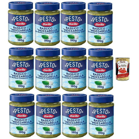 Barilla Pesto Barilla Pesto Basilico mit Mozzarella di Bufala Campana DOP, Glutenfrei, 190 g, 12er Pack italienisch Original