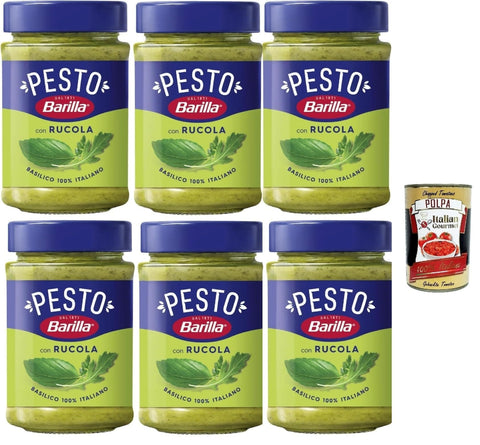 Barilla Pesto Barilla Pesto con Rucola, 100% Italienisch, 190g, 6er Pack, + Italian Gourmet polpa 400g