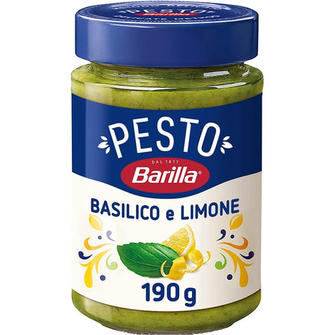 Barilla Pesto Barilla Pesto mit Basilikum und Zitrone, Gluten frei, Sauce bereit für leckere und frische Pasta, 190 g italienisch Original 8076809582643