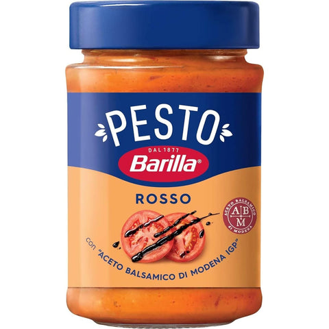 Barilla Pesto Barilla Pesto Rosso 12x200g | Glutenfreie Italienische Pasta-Sauce mit italienischen Tomaten und Balsamico-Essig aus Modena IGP Nudel-Soße, rotes Pesto Original italienisch 8076809086356