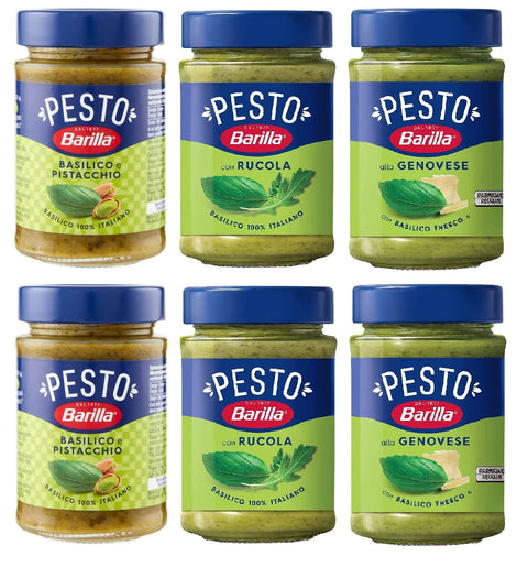 Barilla Pesto Testpaket Barilla grünes 2x Pesto Basilico e Rucola 2x Pesto genovese 2x Pesto pistacchio Pesto Basilico e Pistacchio Pesto mit Basilikum und Pistazien 6x 190g 8076809581868
