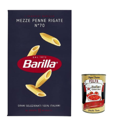 Barilla Pflegestifte & Lippenbalsam Barilla Pasta Mezze Penne Rigate nr. 70, 100% italienisch Nudeln 500 g pack 5x Original italienisch inkl. Italian Gourmet Polpa 400g 8076802085707