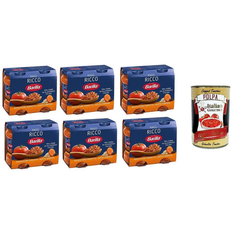 Barilla Sugo Pastasaucen Barilla Sugo Ragù RICCO Bolognese REICHhaltige Ragù-Sauce klassisches Bolognese-Gewürz für Pasta 180gX2 6x italienisch Original + kostenlos Polpa 400 g 8076809546126